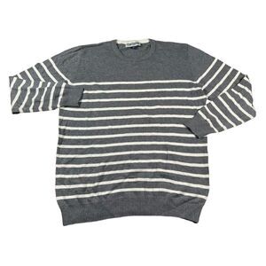 Stone Harbour‎ Men's Striped Crew Neck Sweater Gray White Casual 2XL